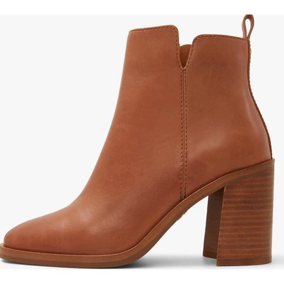Aldo Hay Ankle Boots 8 NWOT Tan Leather Booties Zip Leather Academia Prep Heel - Picture 1 of 11